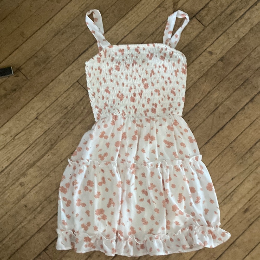 White dress with pink flowers